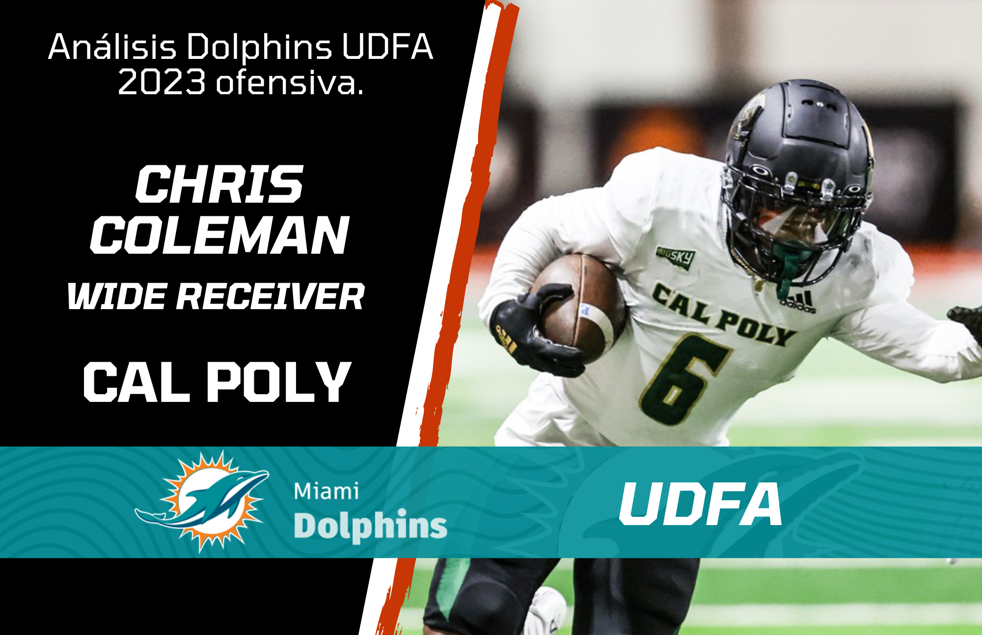 Chris Coleman, WR, Cal Poly, Chris Coleman WR, Chris Coleman Dolphins, UDFA Miami Dolphins 2023.
