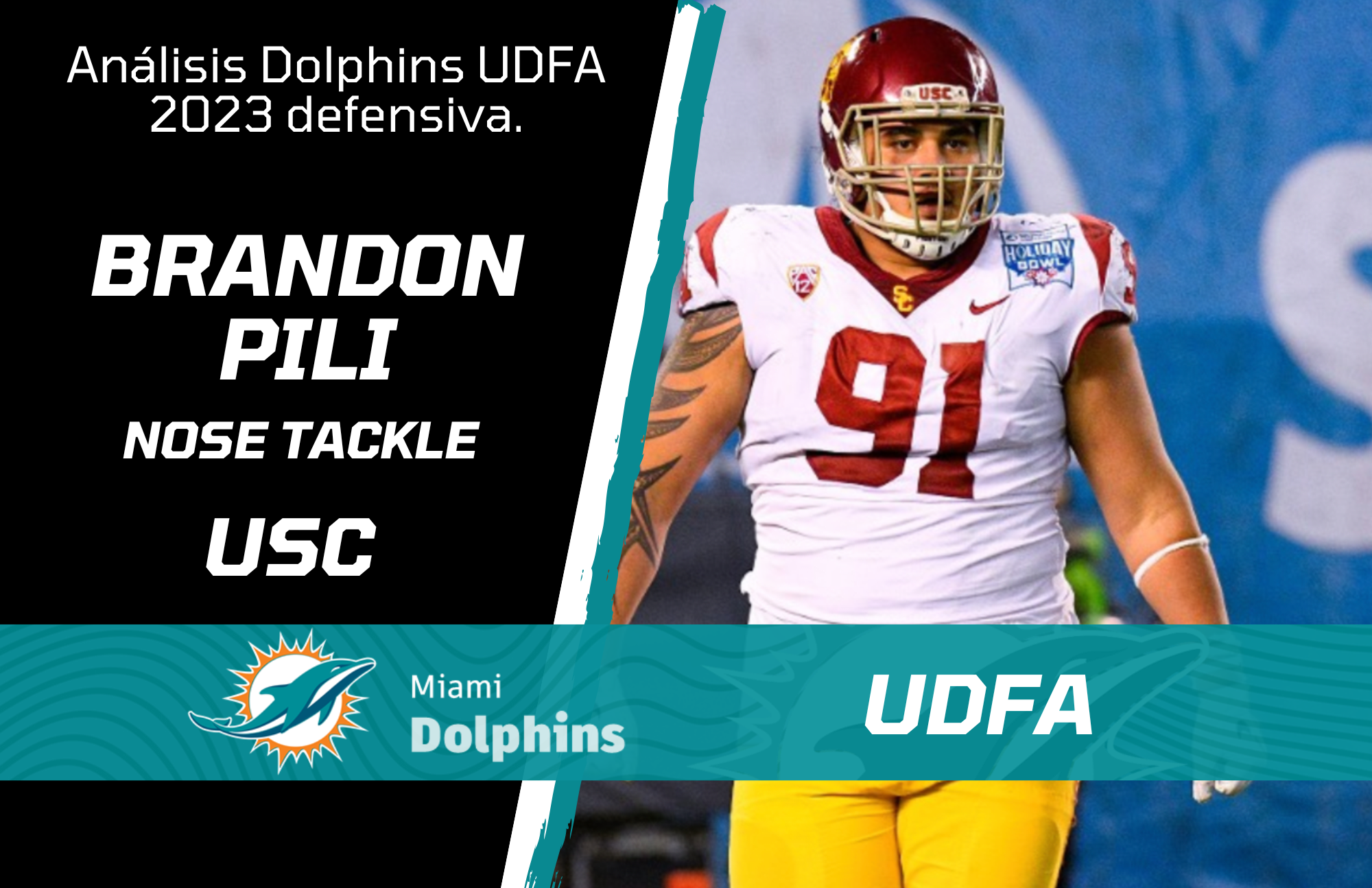 Brandon Pili, NT, Defensive Linement, Miami Dolphins, D-Line, Brandon Pili Signs as Undrafted Free Agent with Miami Dolphins, USC Troyans